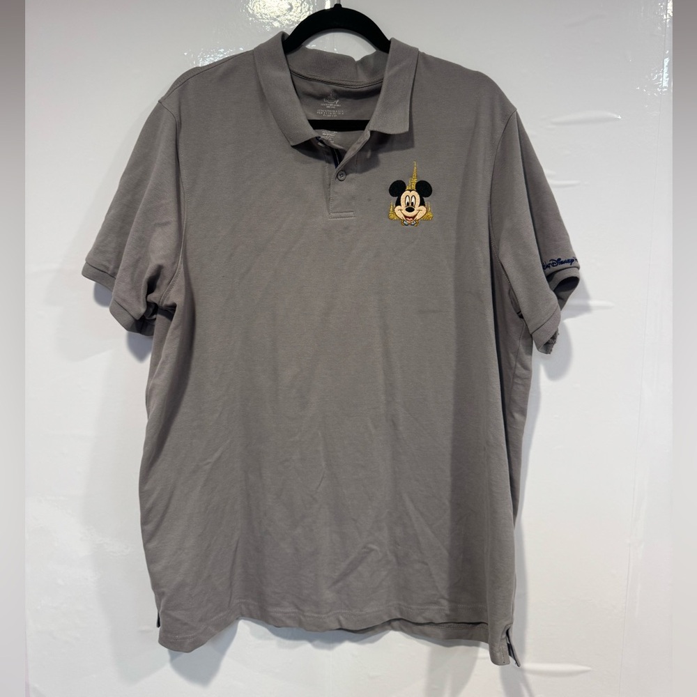 Walt Disney World 50th Gray Polo Shirt with Embroidered Mickey and Castle